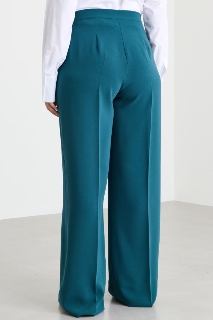 Wide-leg cady trousers - GREEN - Intrend - 4