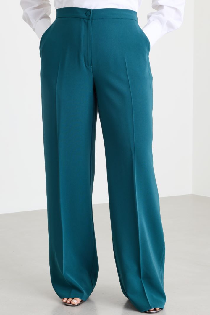 Wide-leg cady trousers - GREEN - Intrend - 2