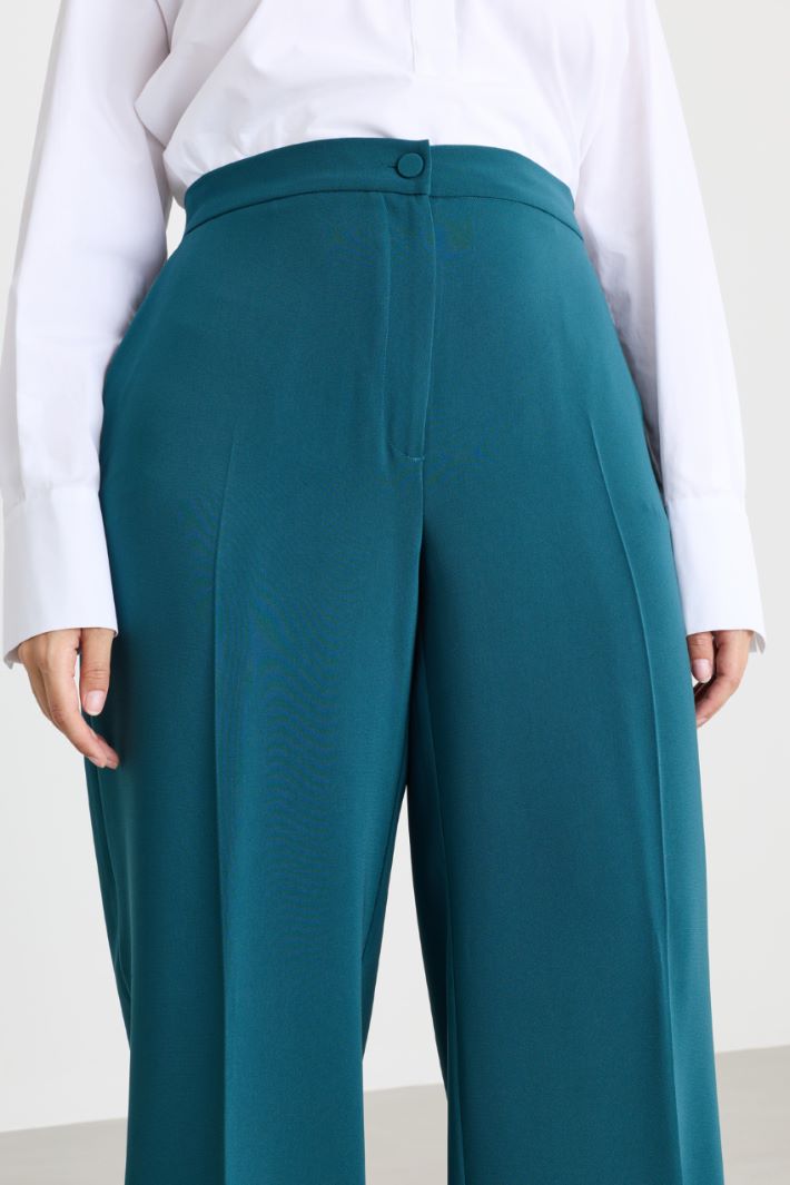 Wide-leg cady trousers - GREEN - Intrend - 3