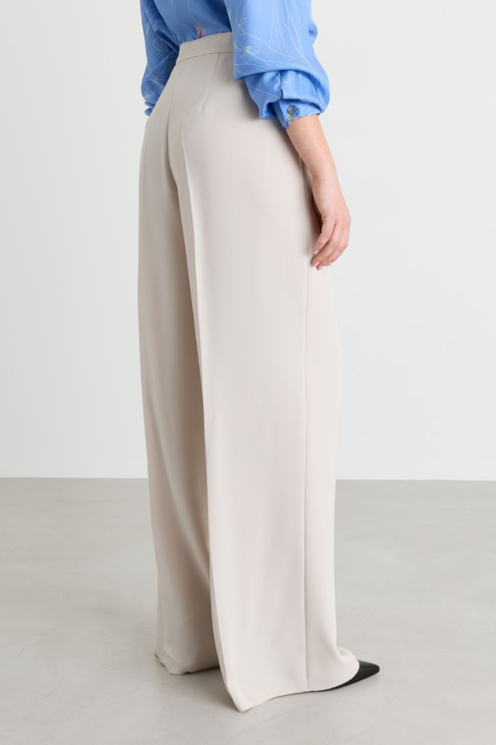 Wide-leg cady trousers - BEIGE - Intrend - 4