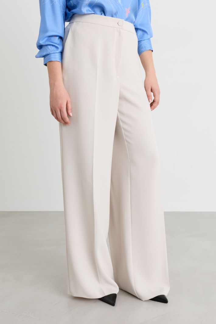 Wide-leg cady trousers - BEIGE - Intrend - 2