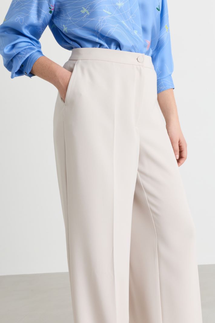 Wide-leg cady trousers - BEIGE - Intrend - 3