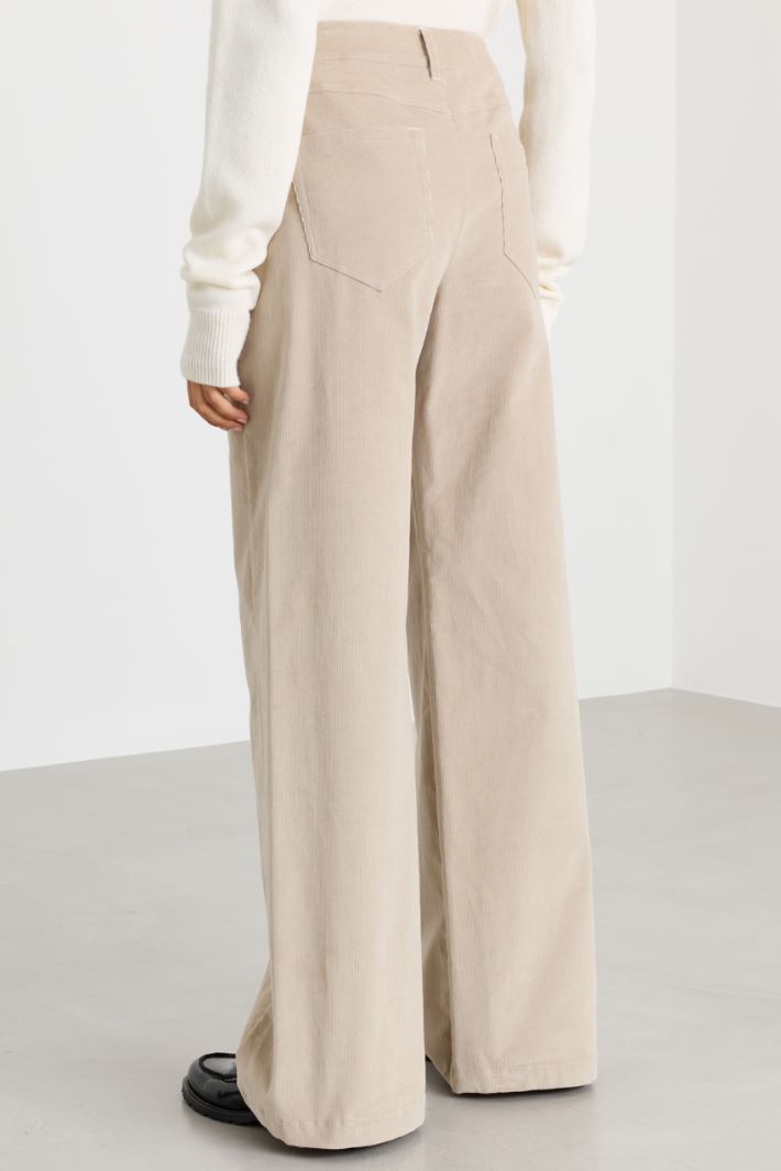 Pantalon large en velours - BEIGE - Intrend - 4