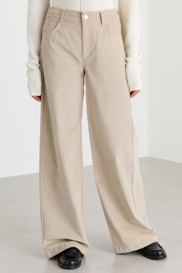 Pantalon large en velours - BEIGE - Intrend - 2