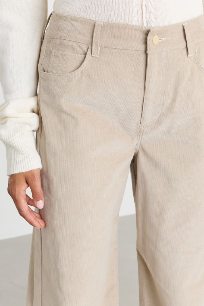 Pantalon large en velours - BEIGE - Intrend - 3