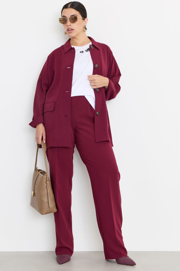 Straight cady trousers - BORDEAUX - Intrend
