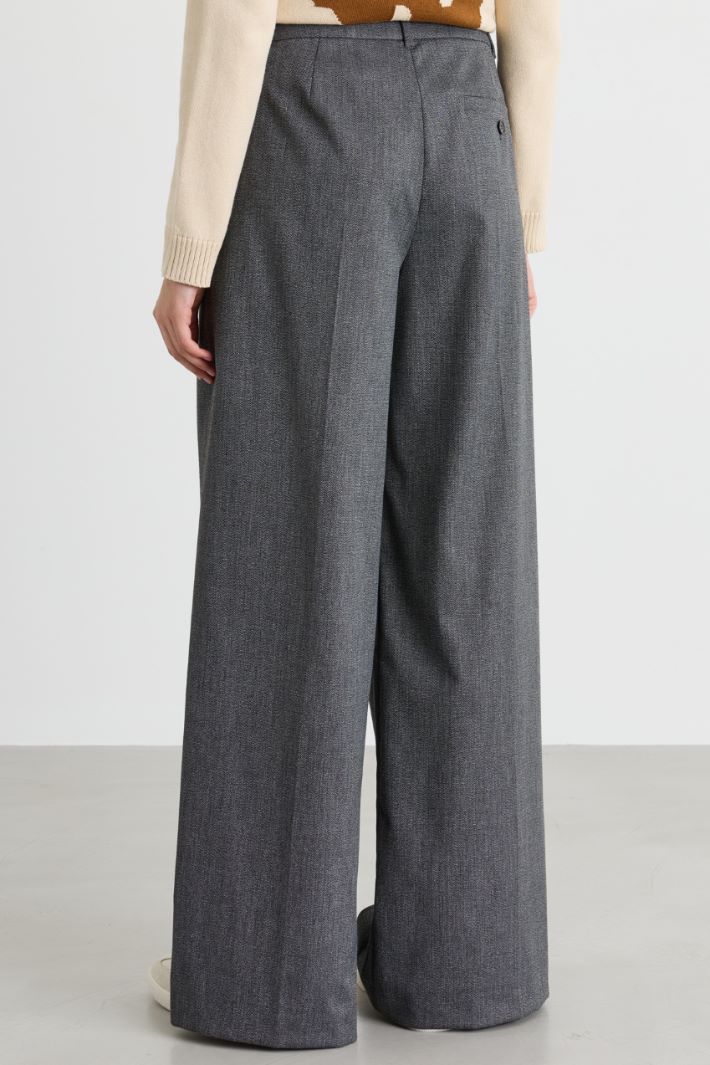 Wide-leg flannel trousers - GREY - Intrend - 4