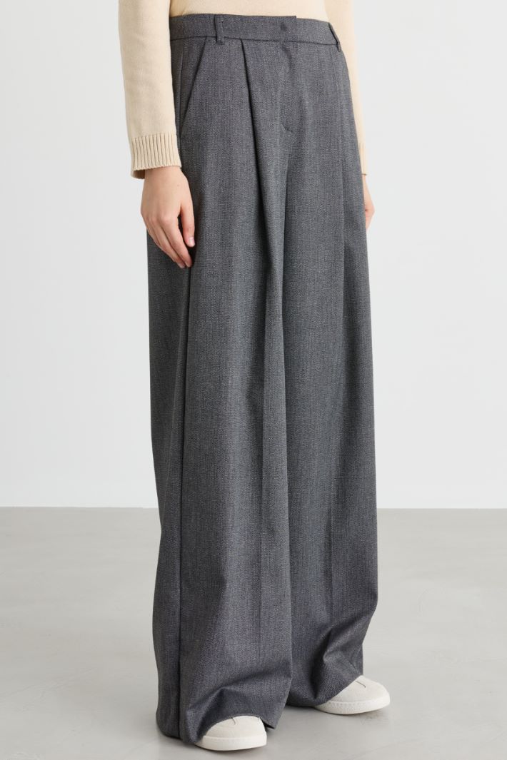 Wide-leg flannel trousers - GREY - Intrend - 2