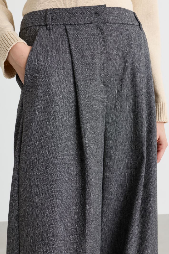 Wide-leg flannel trousers - GREY - Intrend - 3
