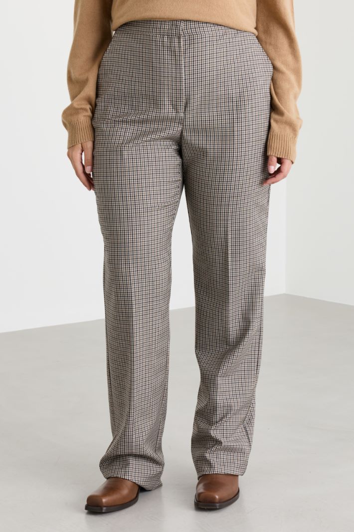 Pantalone in batavia check - CAMMELLO NERO - Intrend - 2