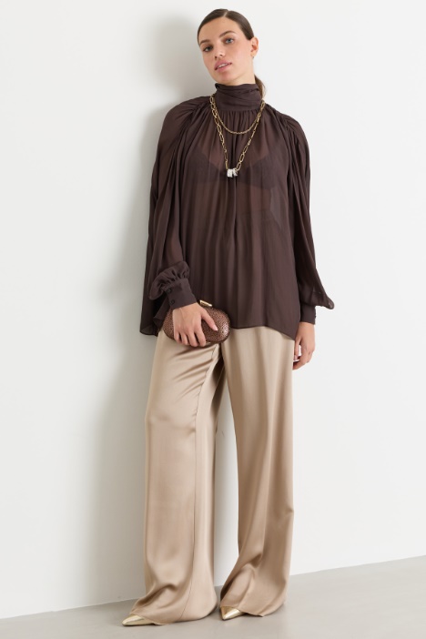 Wide-leg trousers with elasticated waist - Intrend