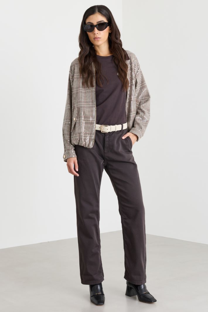 Pantalón de raso afelpado - MARRÓN - Intrend
