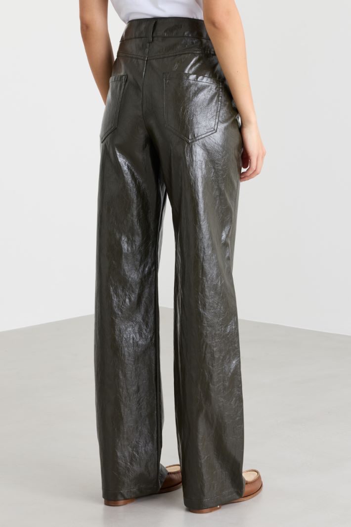 Coated fabric trousers - GREEN - Intrend - 4