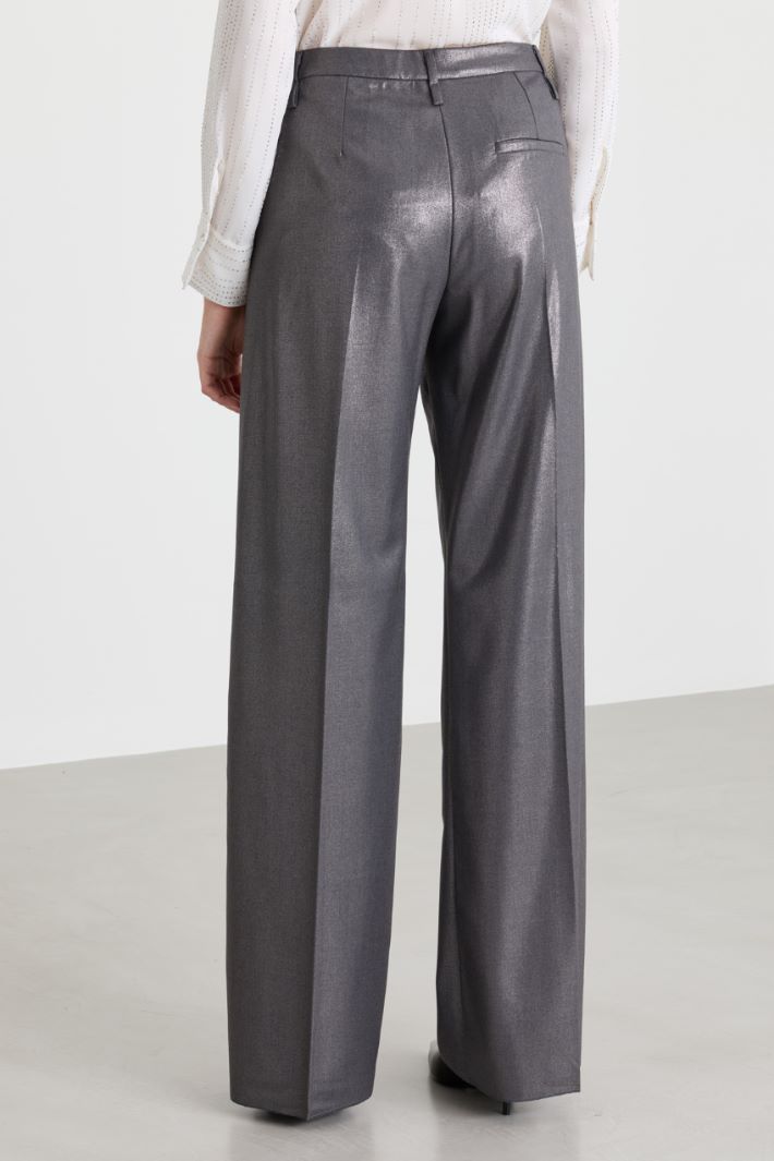 Laminated stretch-fabric trousers - GREY - Intrend - 4