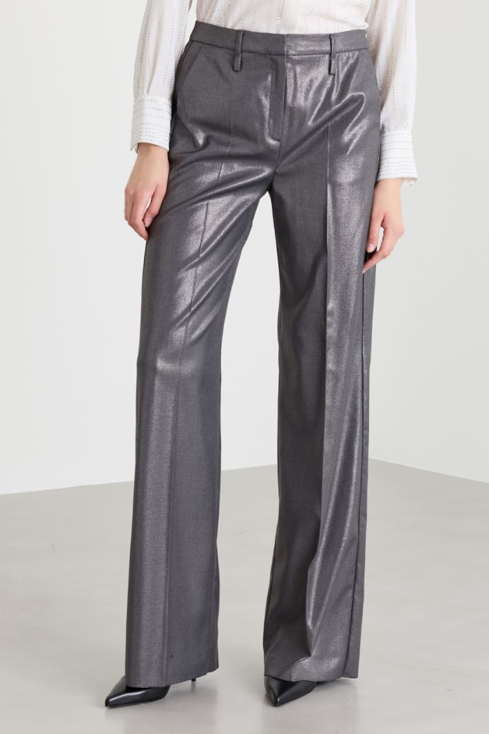 Laminated stretch-fabric trousers - GREY - Intrend - 2
