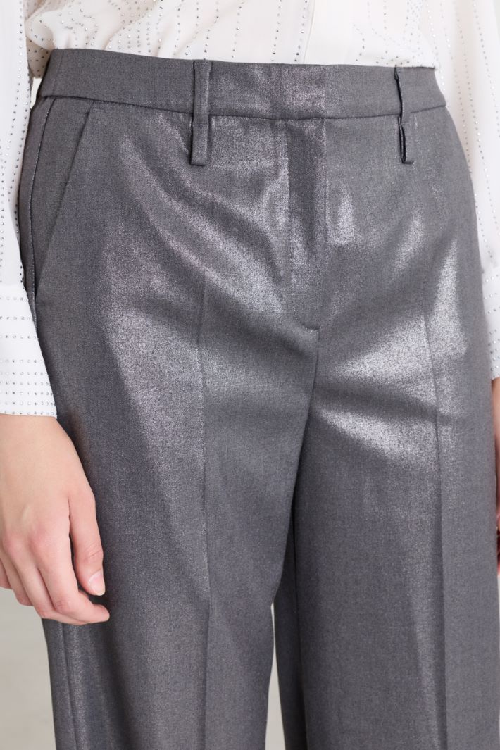 Laminated stretch-fabric trousers - GREY - Intrend - 3