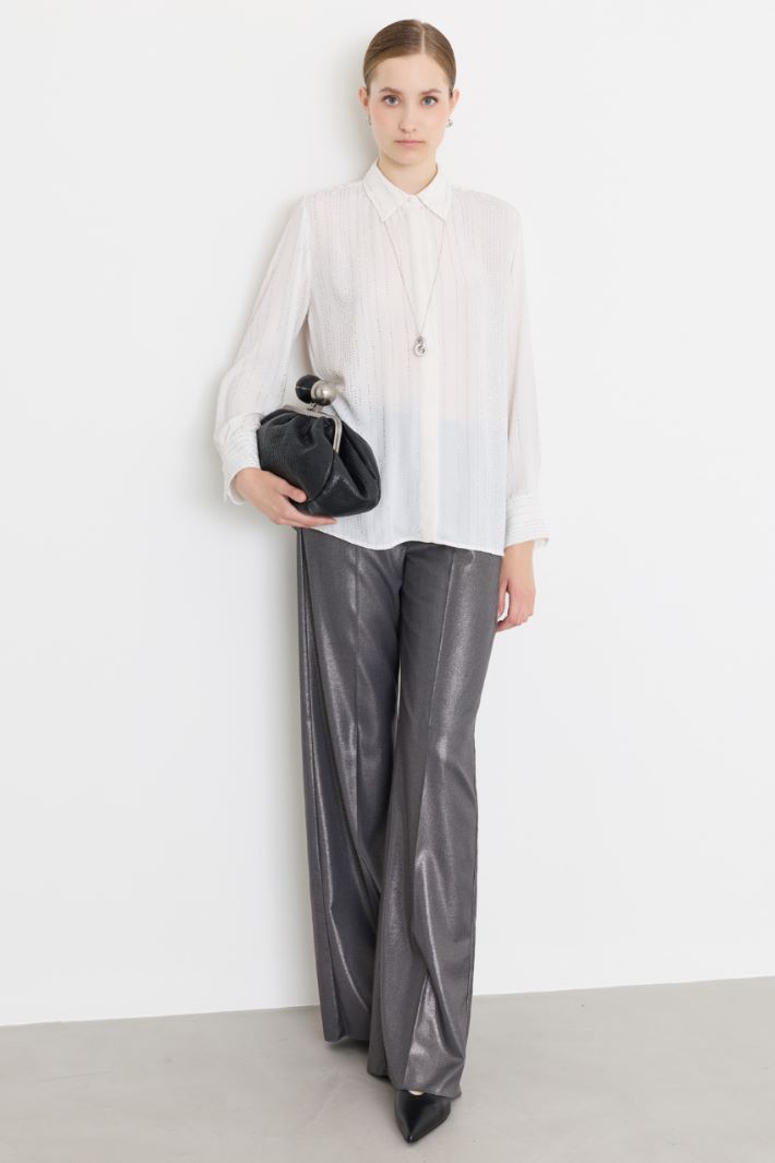 Laminated stretch-fabric trousers - GREY - Intrend