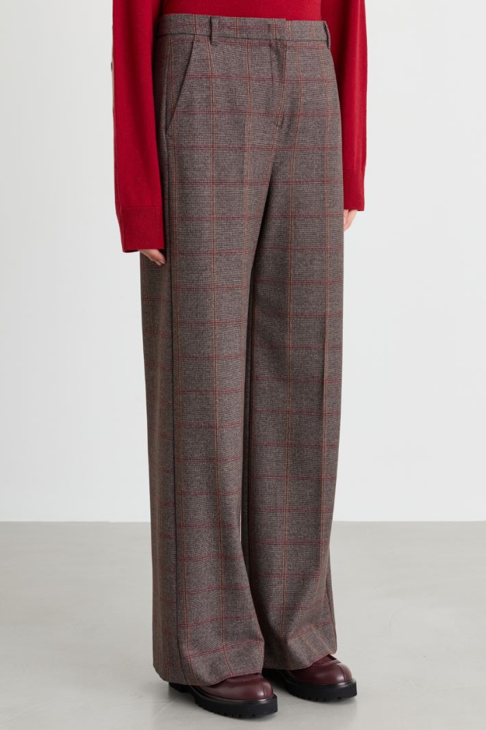 Wide-leg stretch twill trousers - BROWN - Intrend - 2