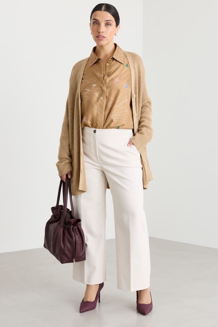 Straight-fit double canvas trousers - WHITE - Intrend