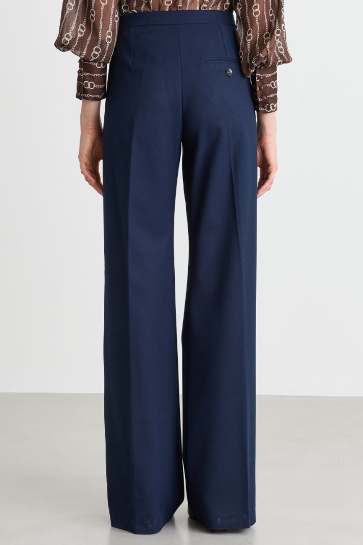Wide-leg stretch trousers - BLUE - Intrend - 4