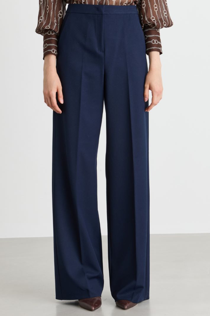 Wide-leg stretch trousers - BLUE - Intrend - 2