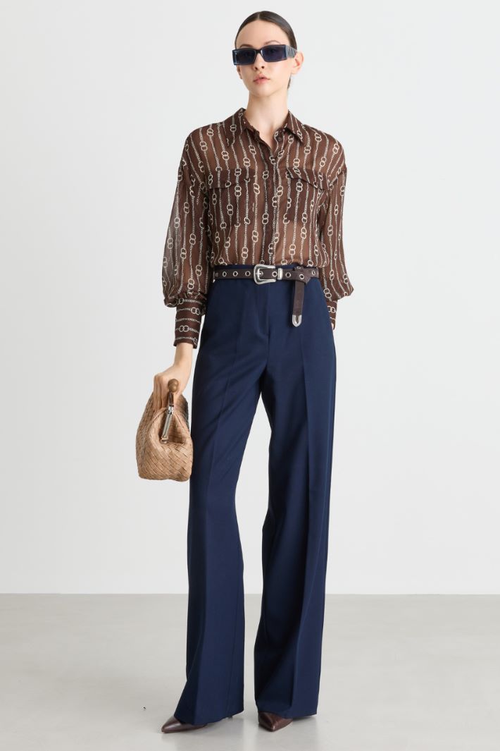 Wide-leg stretch trousers - BLUE - Intrend