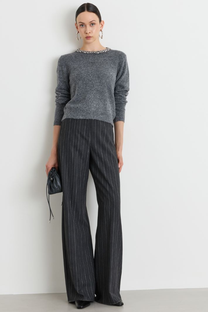 Wide-leg stretch trousers - GREY - Intrend
