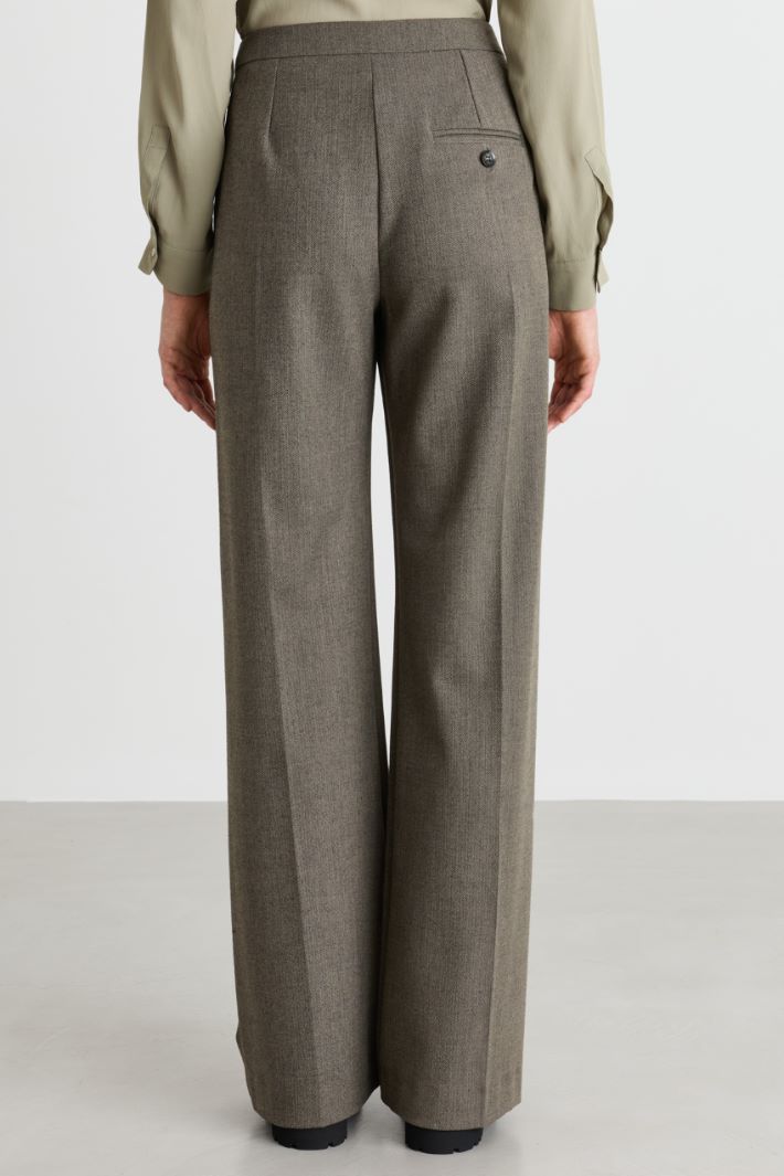 Wide-leg stretch trousers - BROWN - Intrend - 4