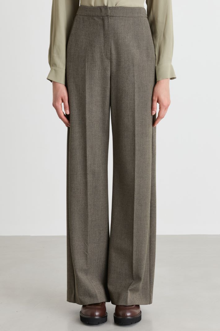 Wide-leg stretch trousers - BROWN - Intrend - 2