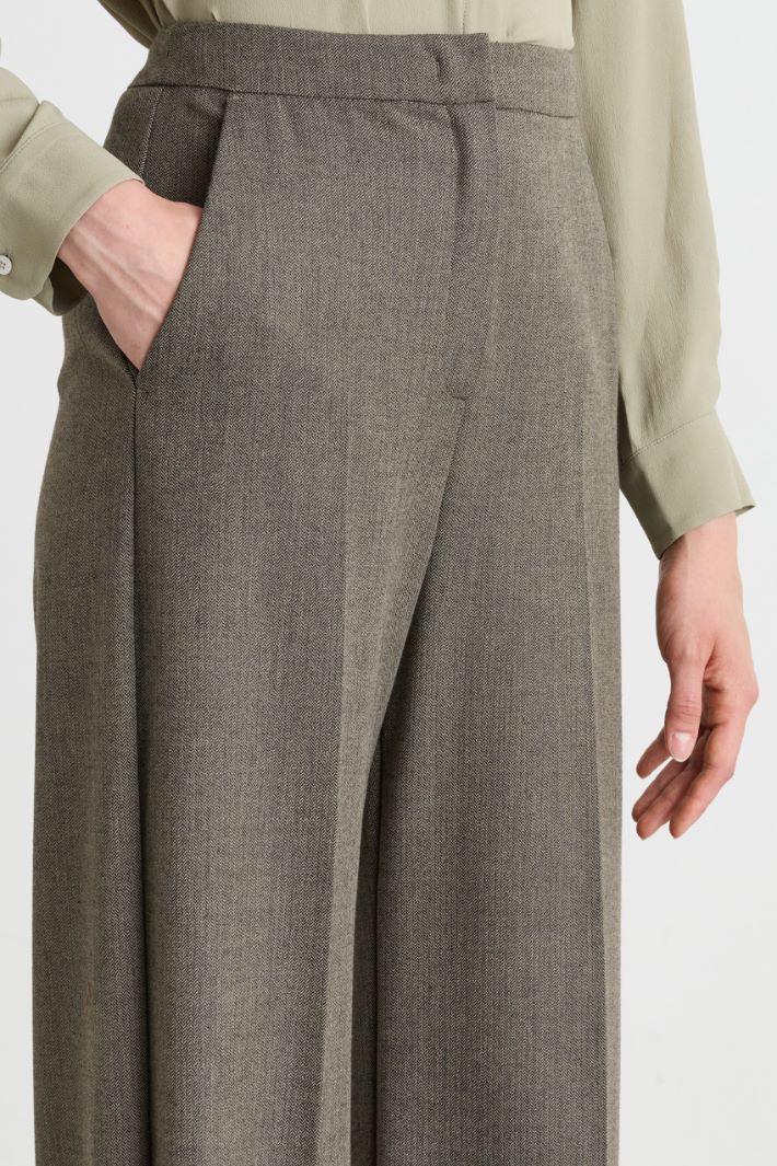 Wide-leg stretch trousers - BROWN - Intrend - 3