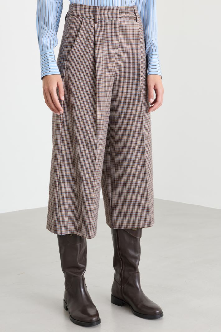 Pantalón cropped de cuadros Vichy - MARRÓN - Intrend - 2