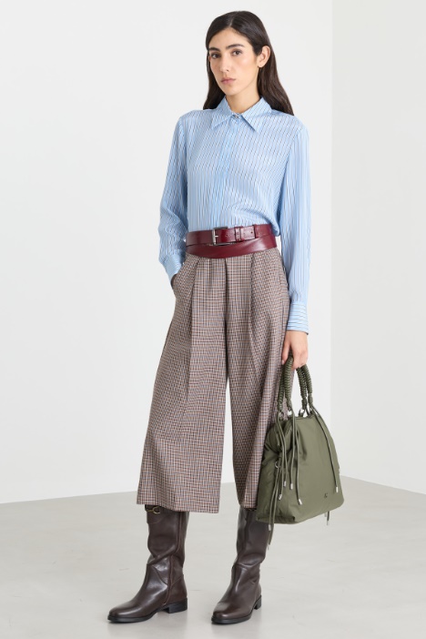 Cropped Gingham Trousers - Intrend