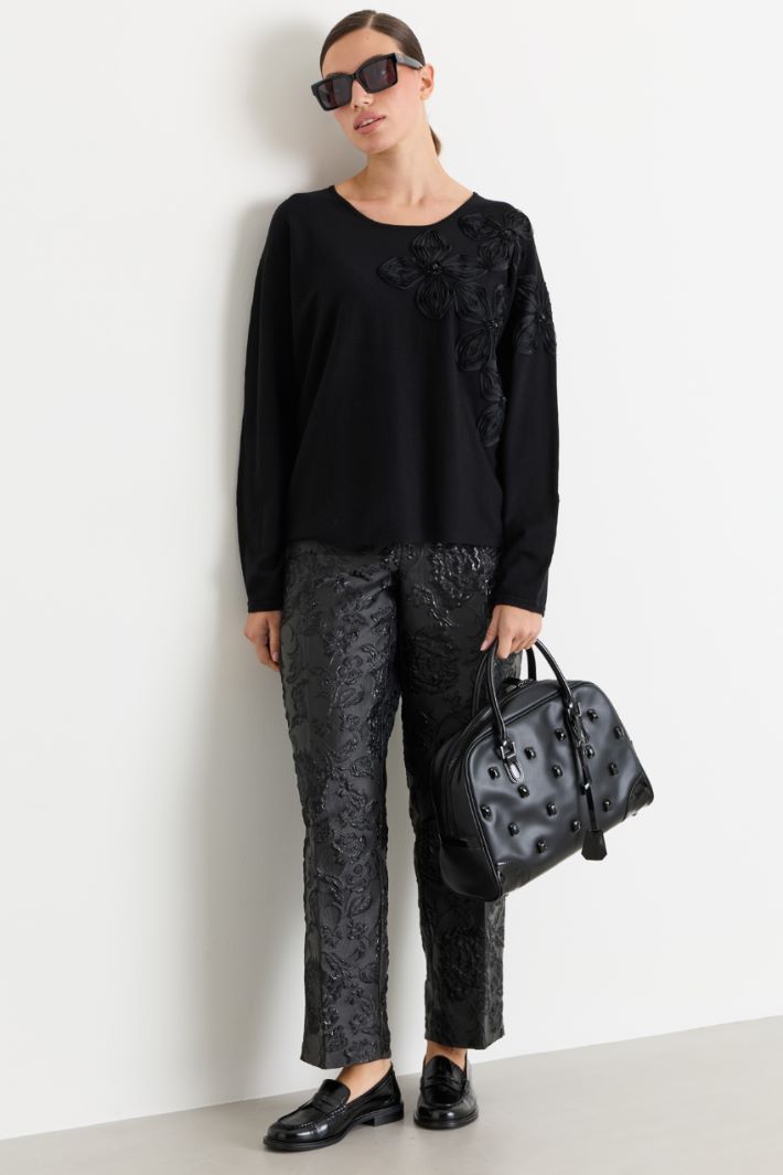 Jacquard trousers - BLACK - Intrend