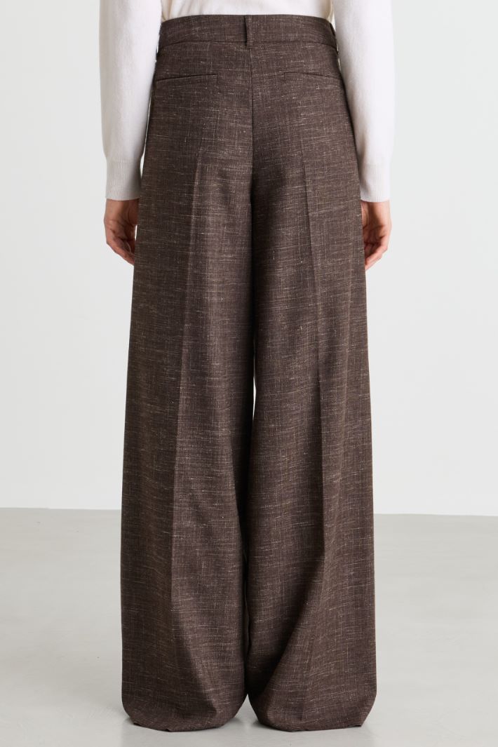 Pleated wide-leg trousers - BROWN - Intrend - 4