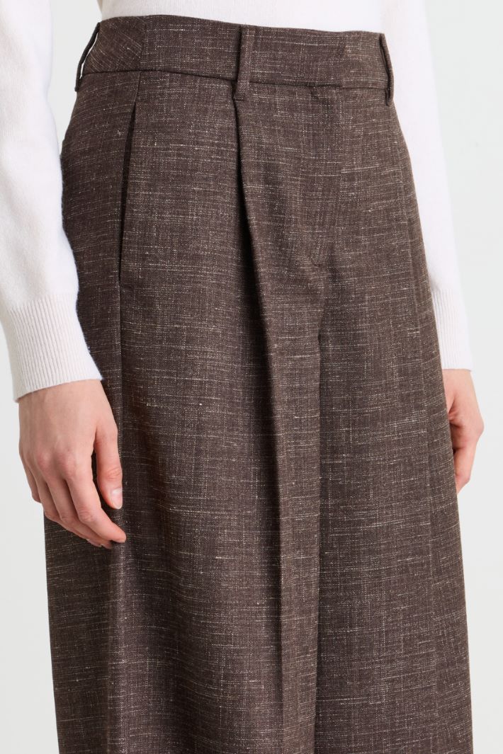 Pleated wide-leg trousers - BROWN - Intrend - 3