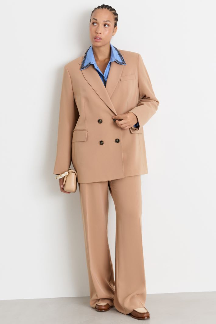 Straight-fit cady trousers - CAMEL - Intrend