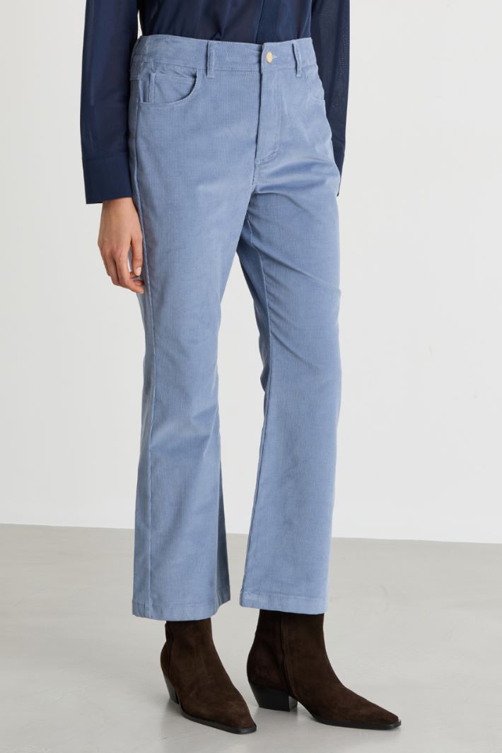 Boot-cut velvet trousers - LIGHT BLUE - Intrend - 2