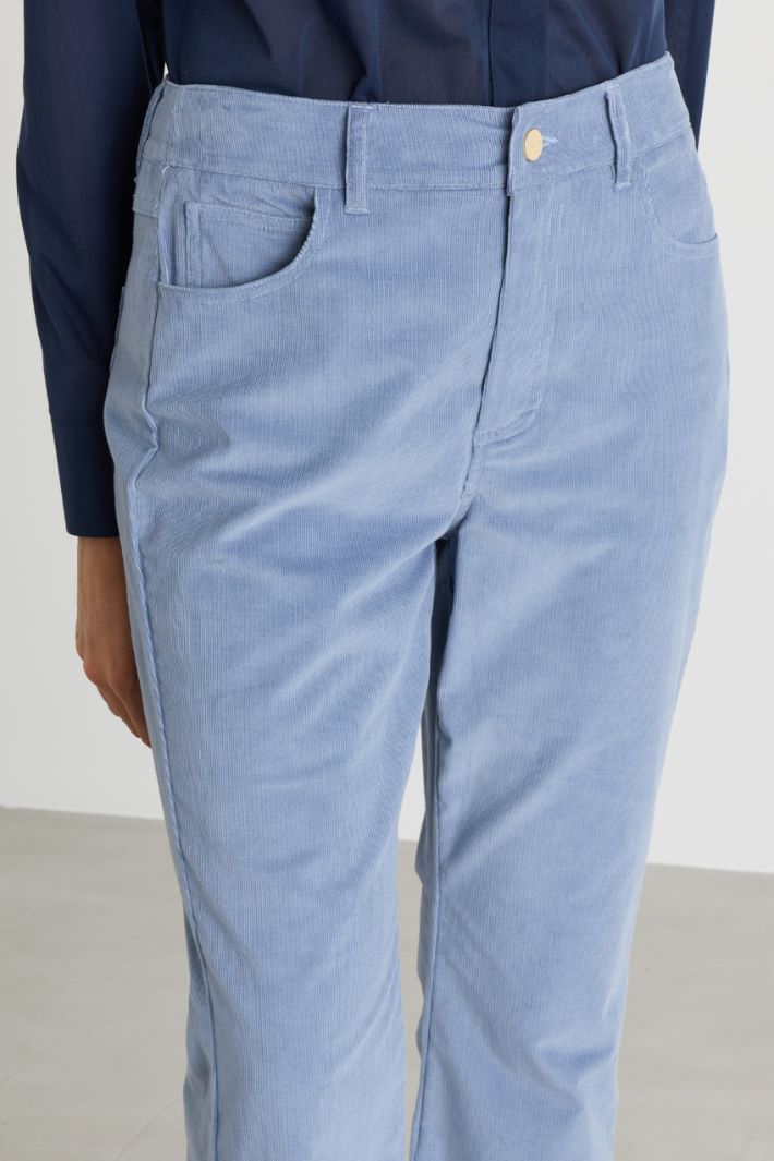Boot-cut velvet trousers - LIGHT BLUE - Intrend - 3