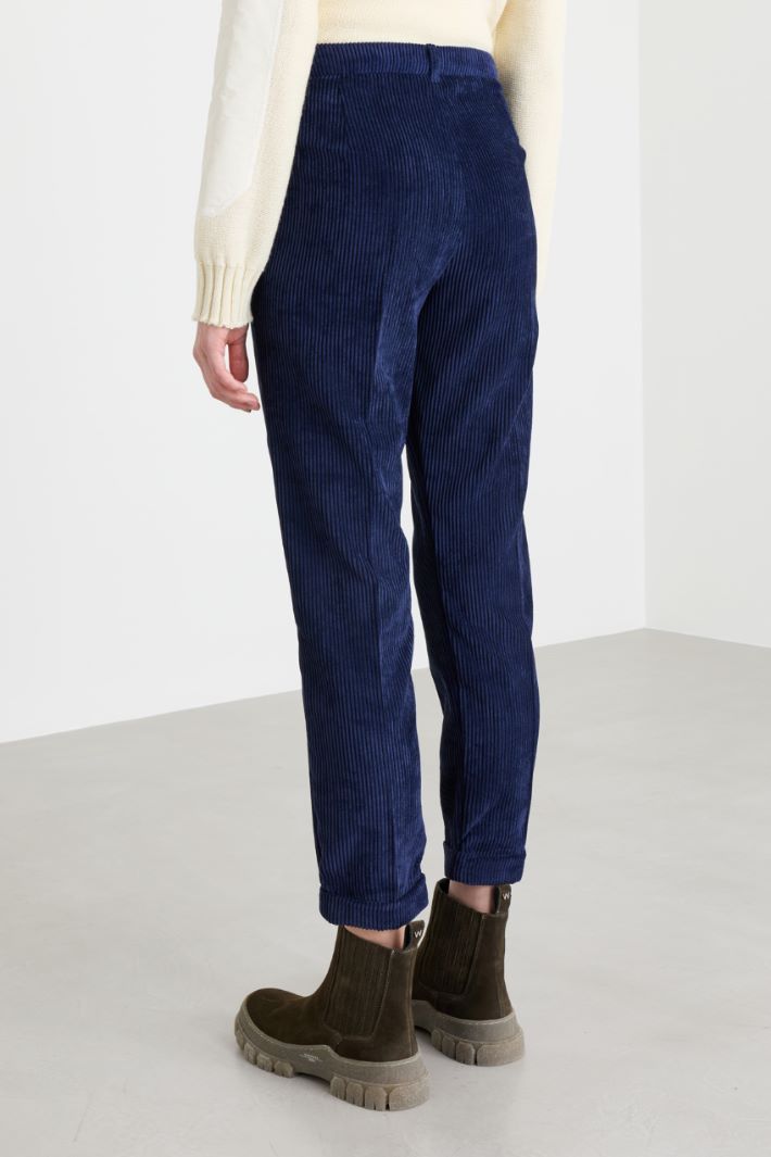 Corduroy cigarette trousers - BLUE - Intrend - 4