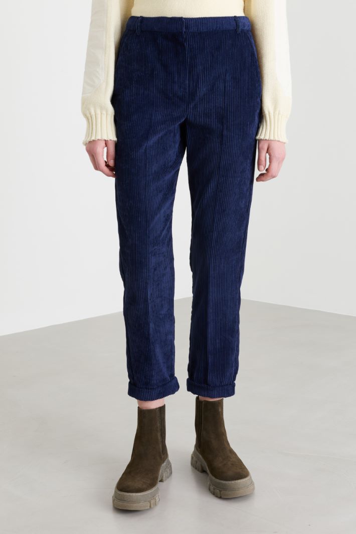 Corduroy cigarette trousers - BLUE - Intrend - 2