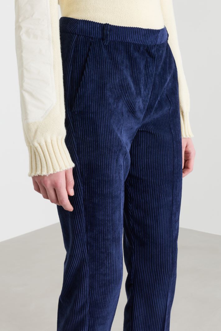 Corduroy cigarette trousers - BLUE - Intrend - 3