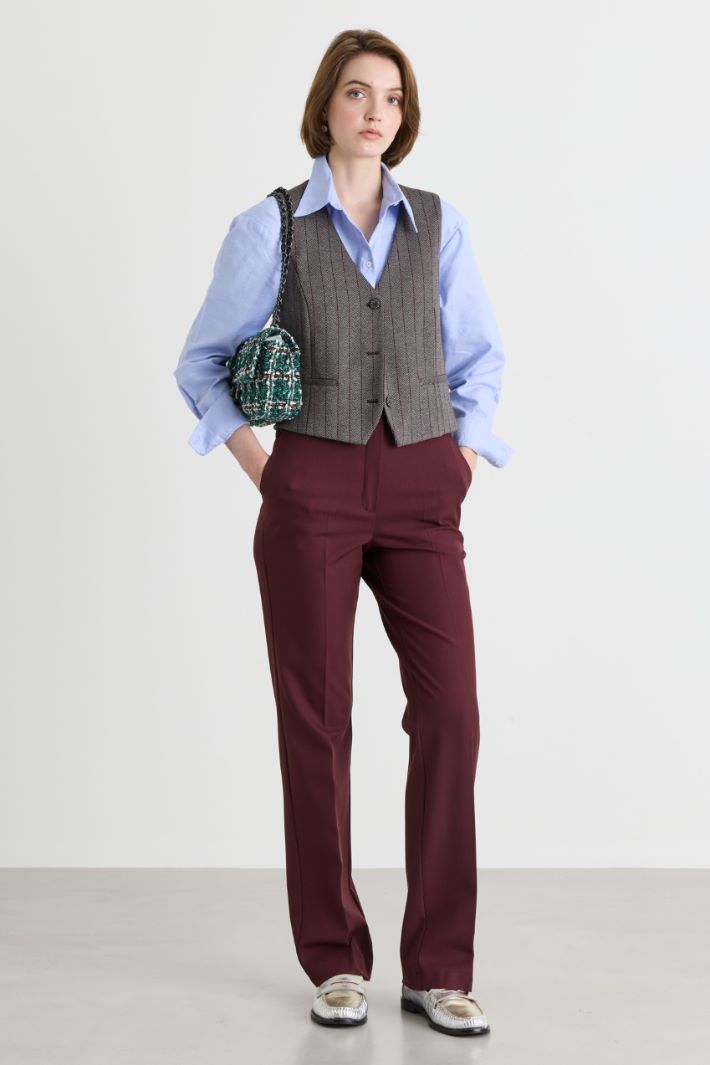 Stretch twill trousers - BORDEAUX - Intrend