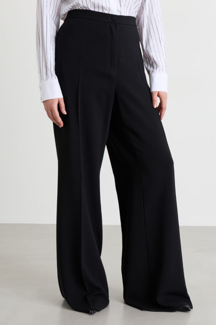 Flared Cady Trousers - BLACK - Intrend - 2
