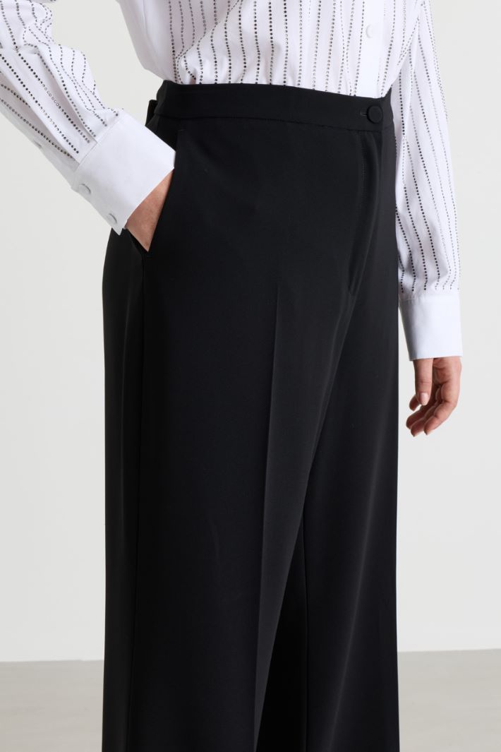 Flared Cady Trousers - BLACK - Intrend - 3