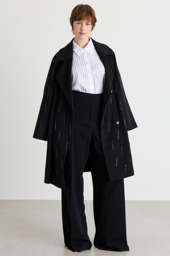 Flared Cady Trousers - BLACK - Intrend