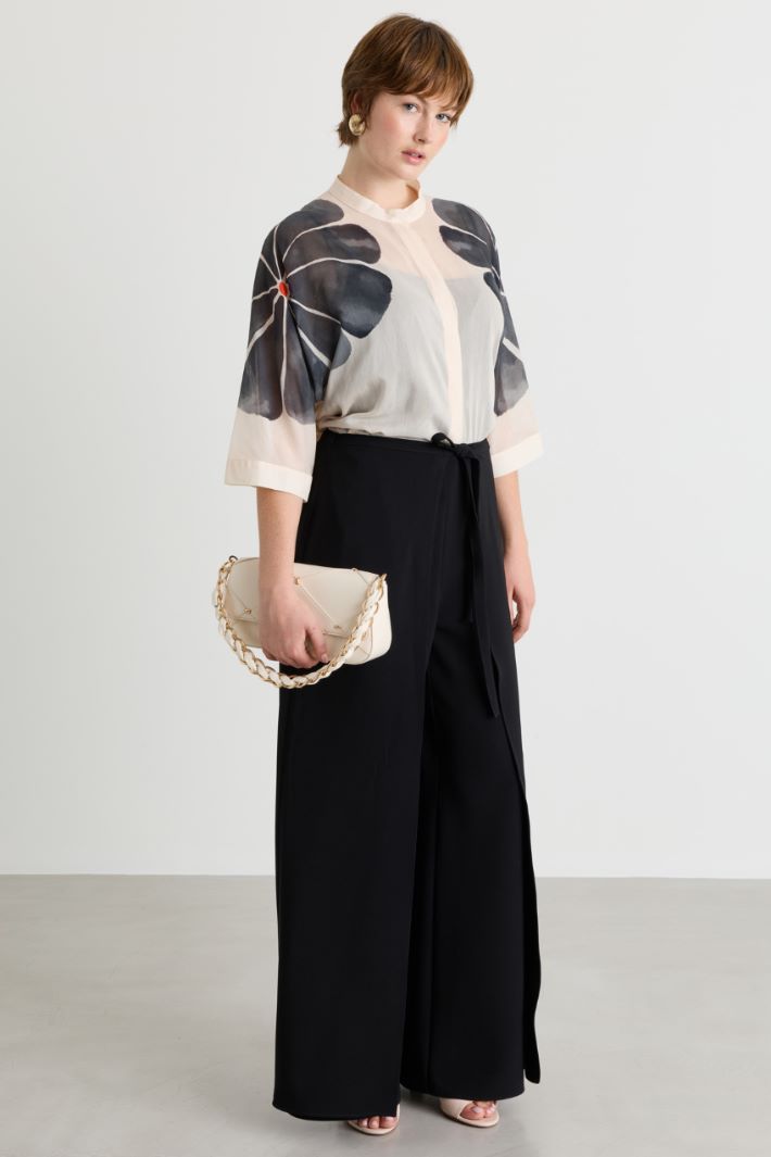 Pareo-style cady trousers - BLACK - Intrend
