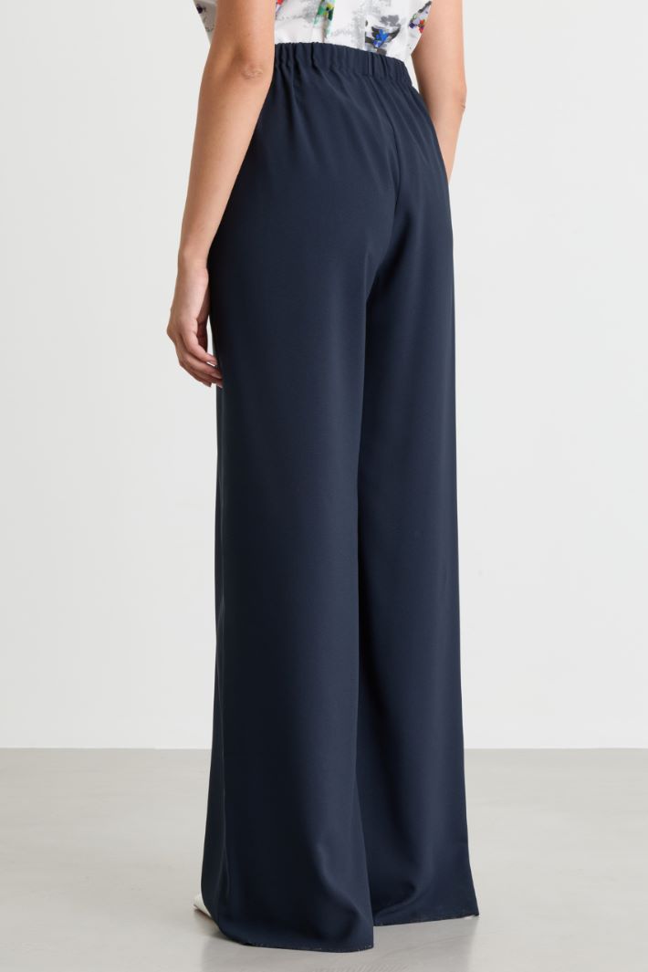 Wide-leg crepe trousers - BLUE - Intrend - 4