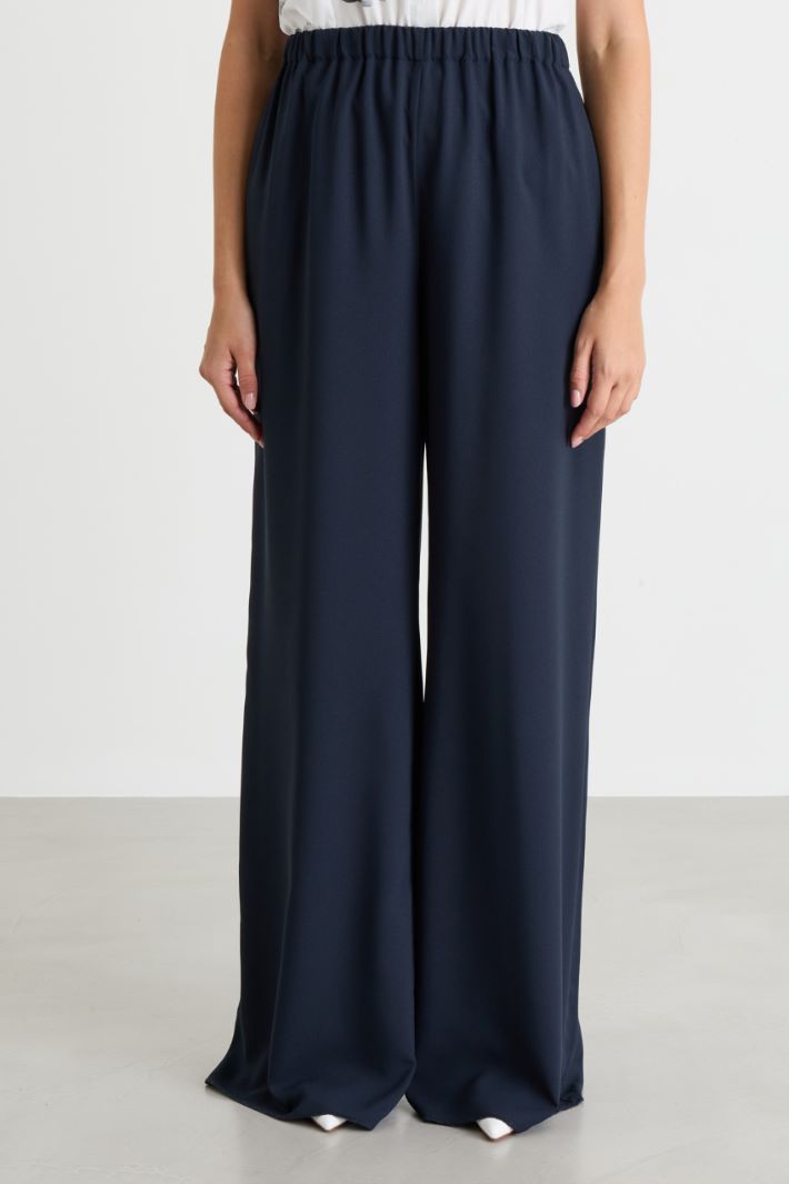 Wide-leg crepe trousers - BLUE - Intrend - 2