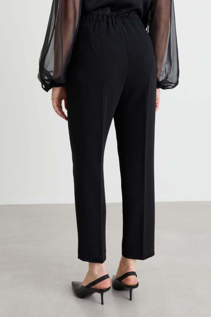 Slim-fit trousers in stretch cady - BLACK - Intrend - 4
