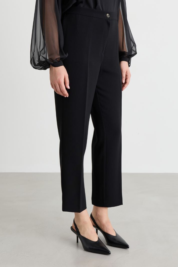 Slim-fit trousers in stretch cady - BLACK - Intrend - 2
